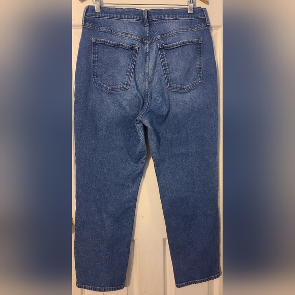 Old Navy OG Straight High Rise Jeans Size 14 Medium Wash Slimming Pockets - Picture 4 of 7